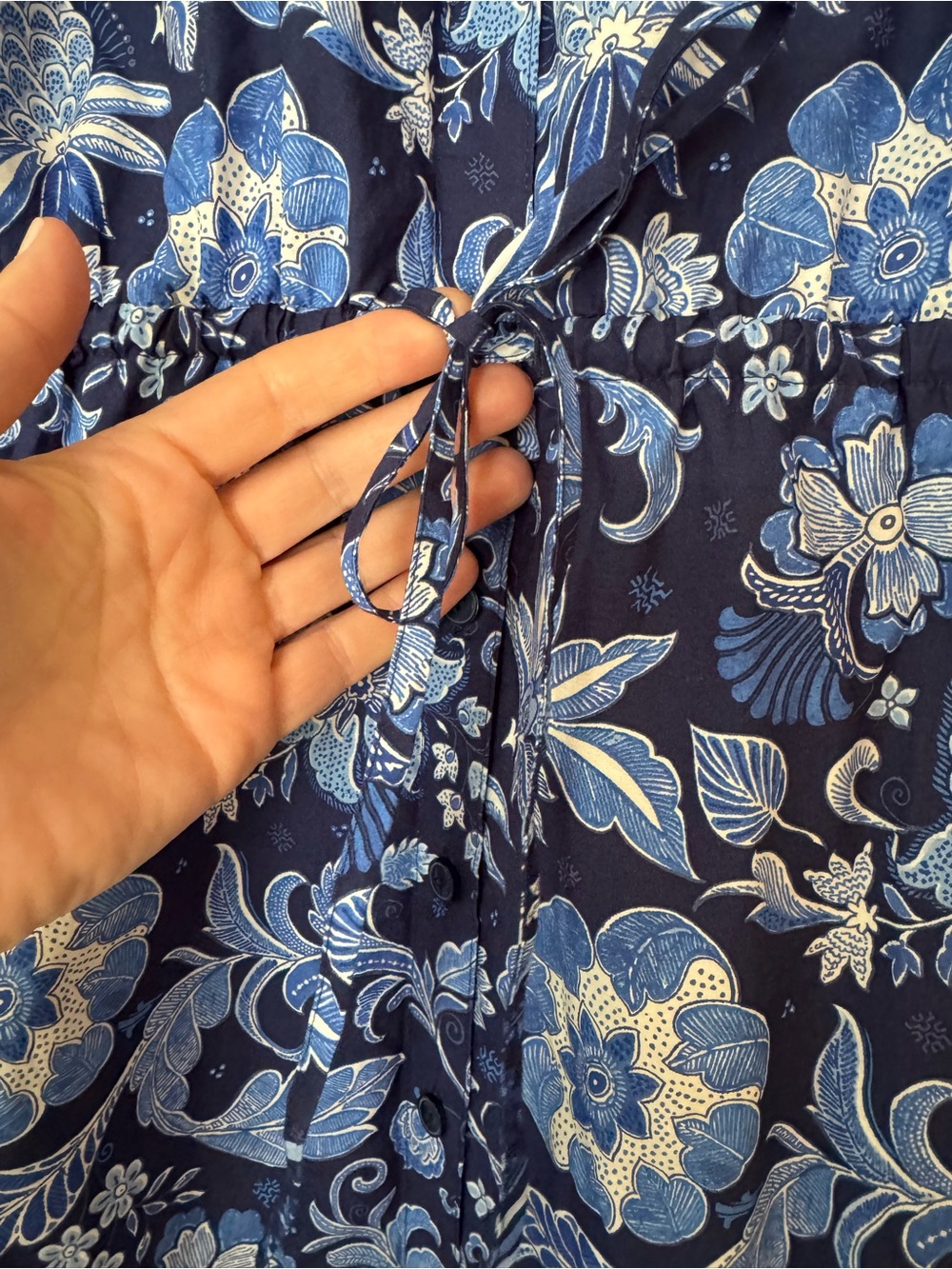 Talbots Blue Floral Button-Front Shirt Dress - Picture 3 of 5